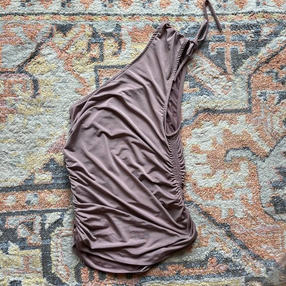 Never Worn! Free People One-Shoulder Ruched Top Mauve XS - Picture 3 of 5